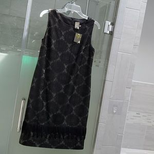 Taylor black lace overlay shift dress